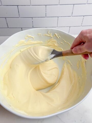 pudding mixture in white bowl.