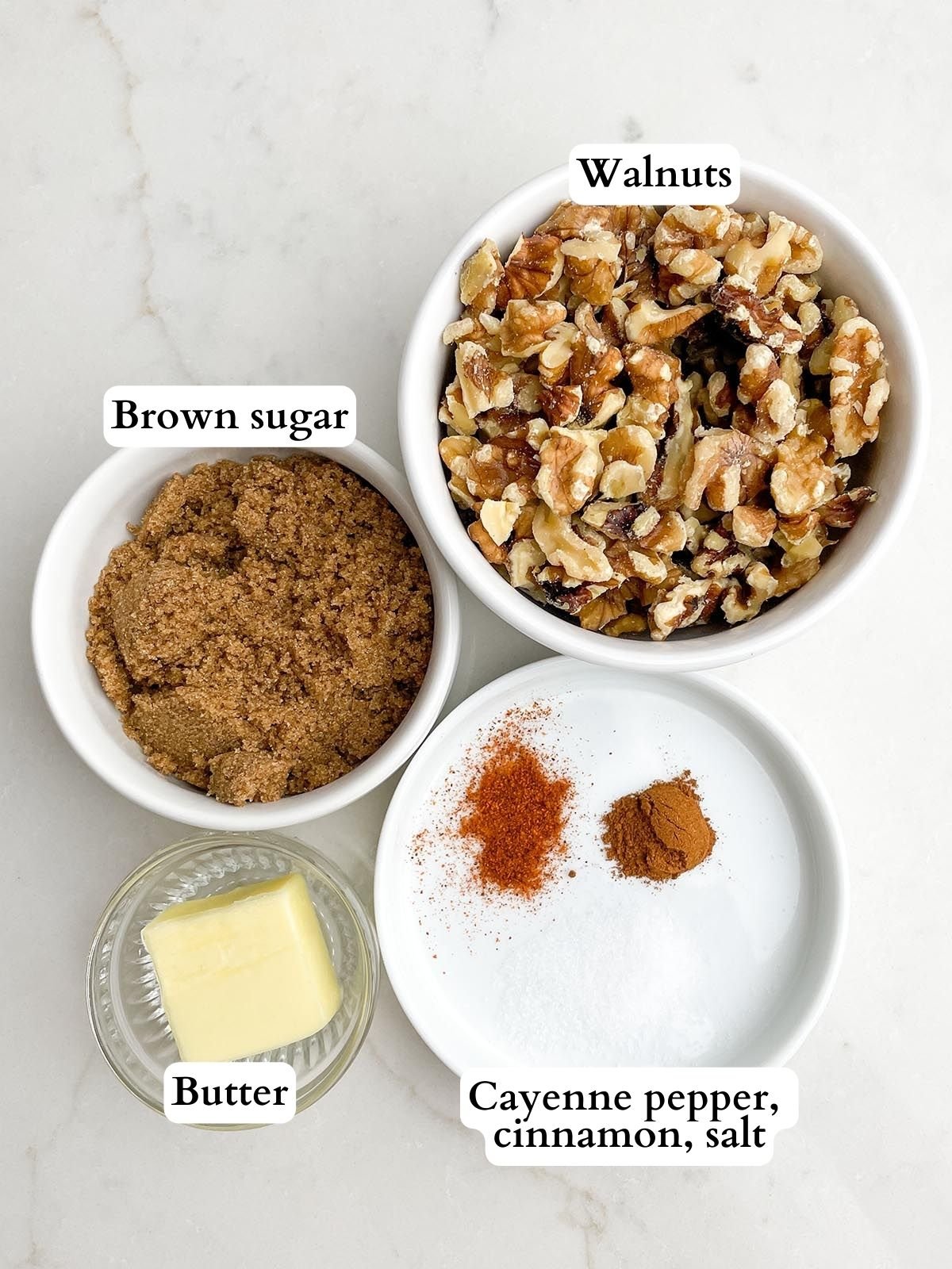 brown sugar candied walnuts ingredients.