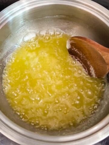 melted butter in a saucepan. 
