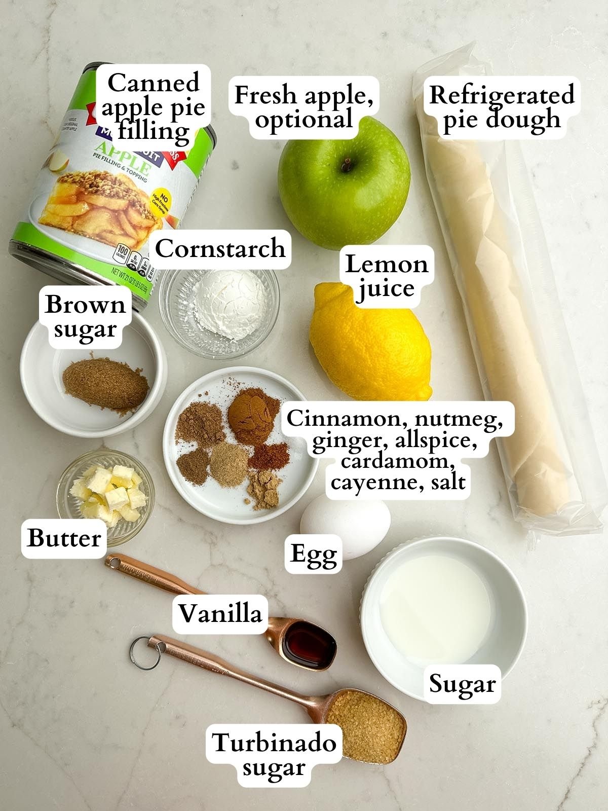 ingredients to make canned apple pie