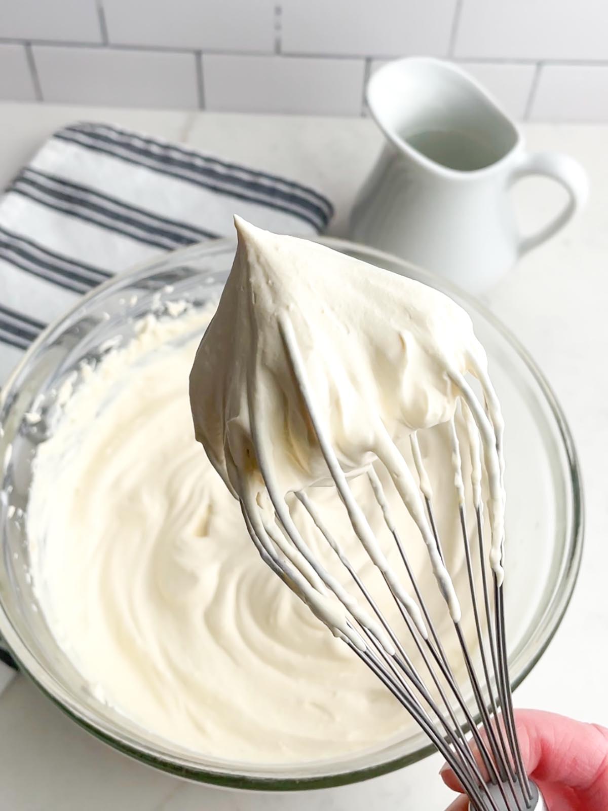 caramel whipped cream on a whisk
