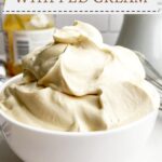 caramel whipped cream in a white bowl