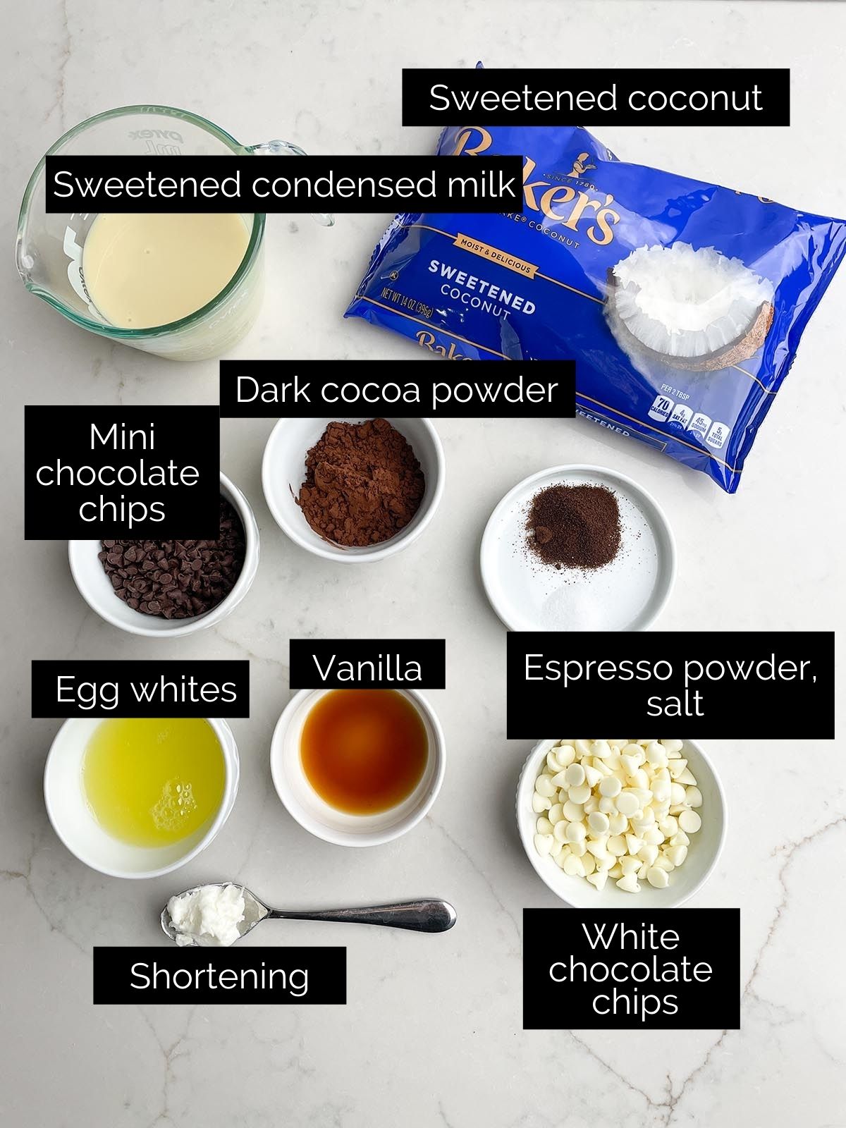 chocolate chip macaroon ingredients.