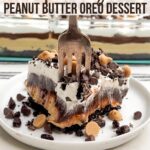 fork inserted into piece of peanut butter oreo heavenly dessert