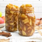 mason jars filled with pre cooked apple pie filling