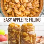 apple pie filling in a graham cracker crust and in mason jars