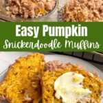 pumpkin snickerdoodle muffins on a plate with butter