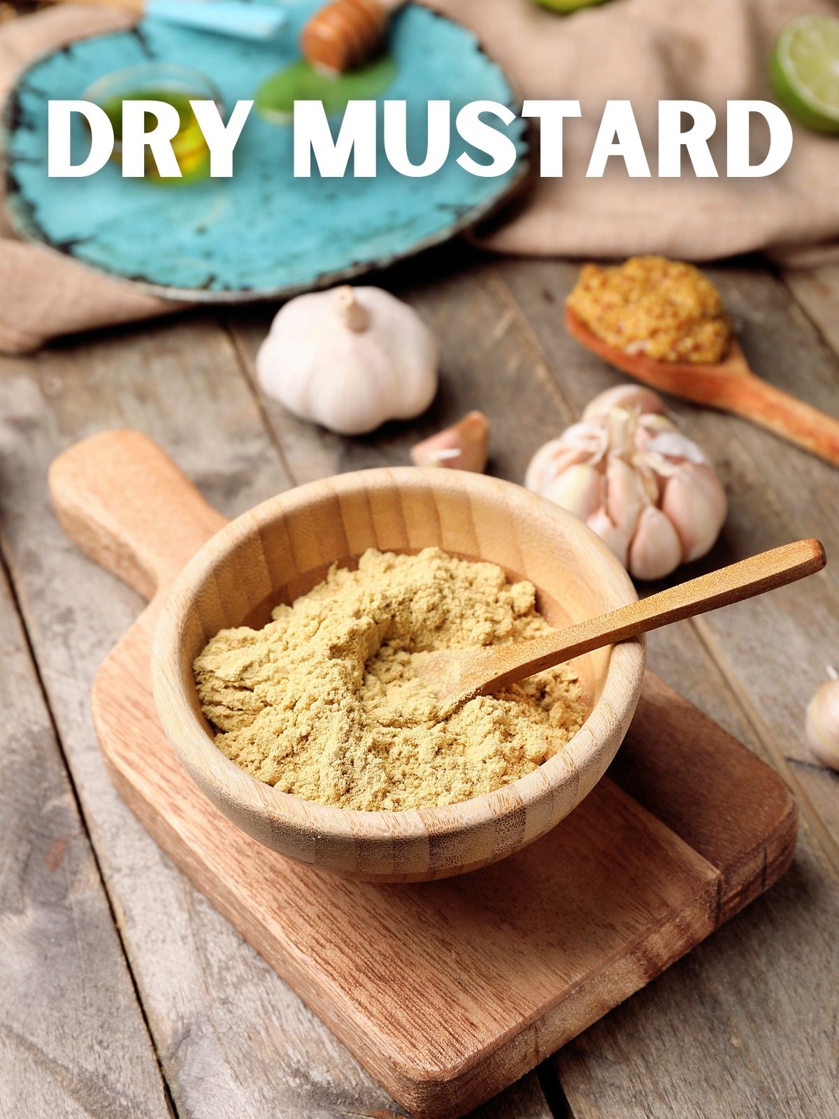 wooden bowl with dry mustard powder