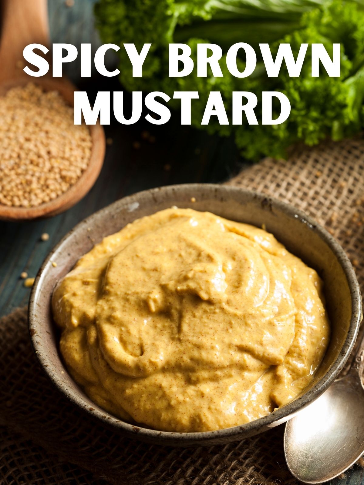 brown bowl with spicy brown mustard