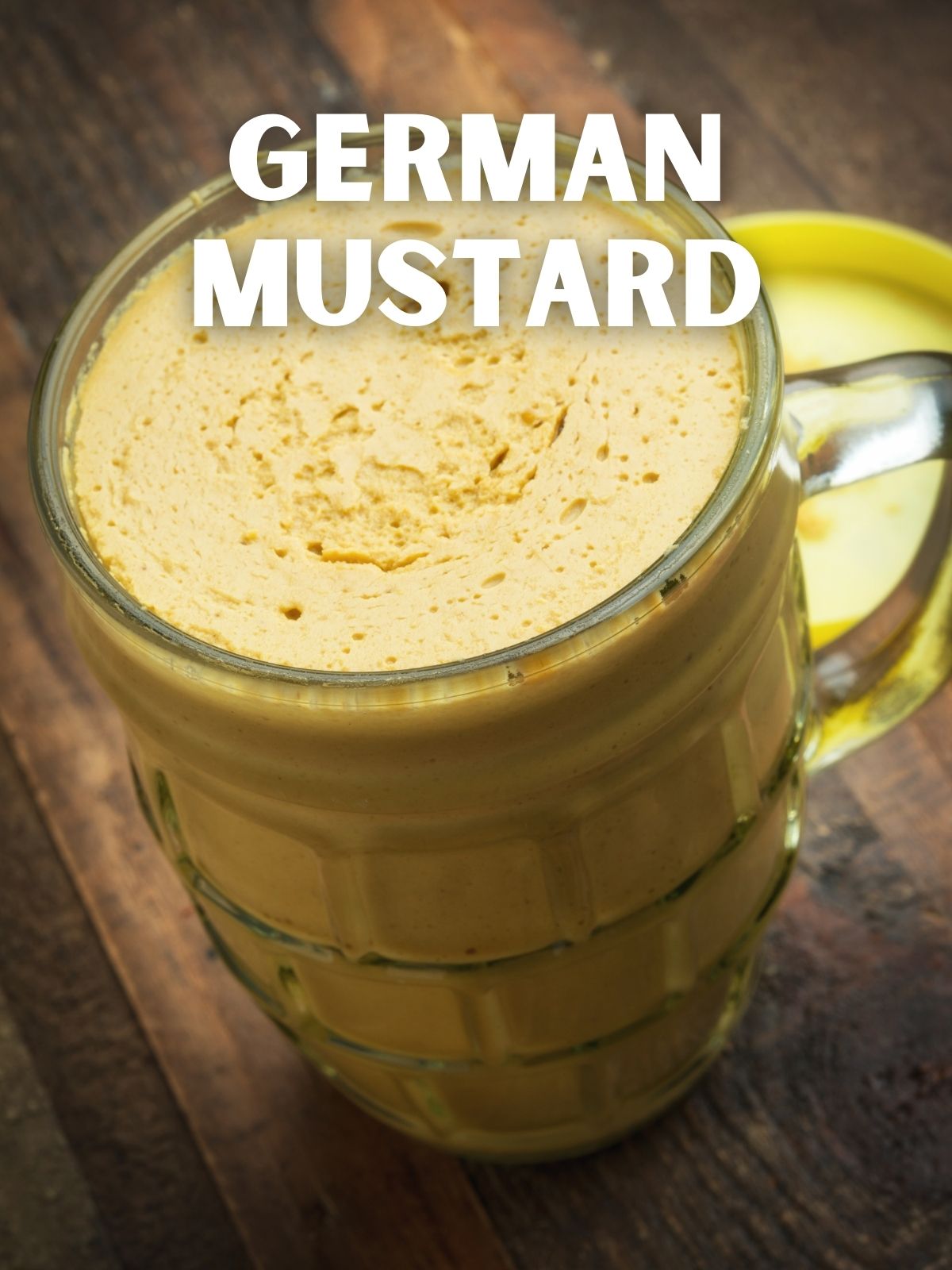 glass beer mug with German mustard