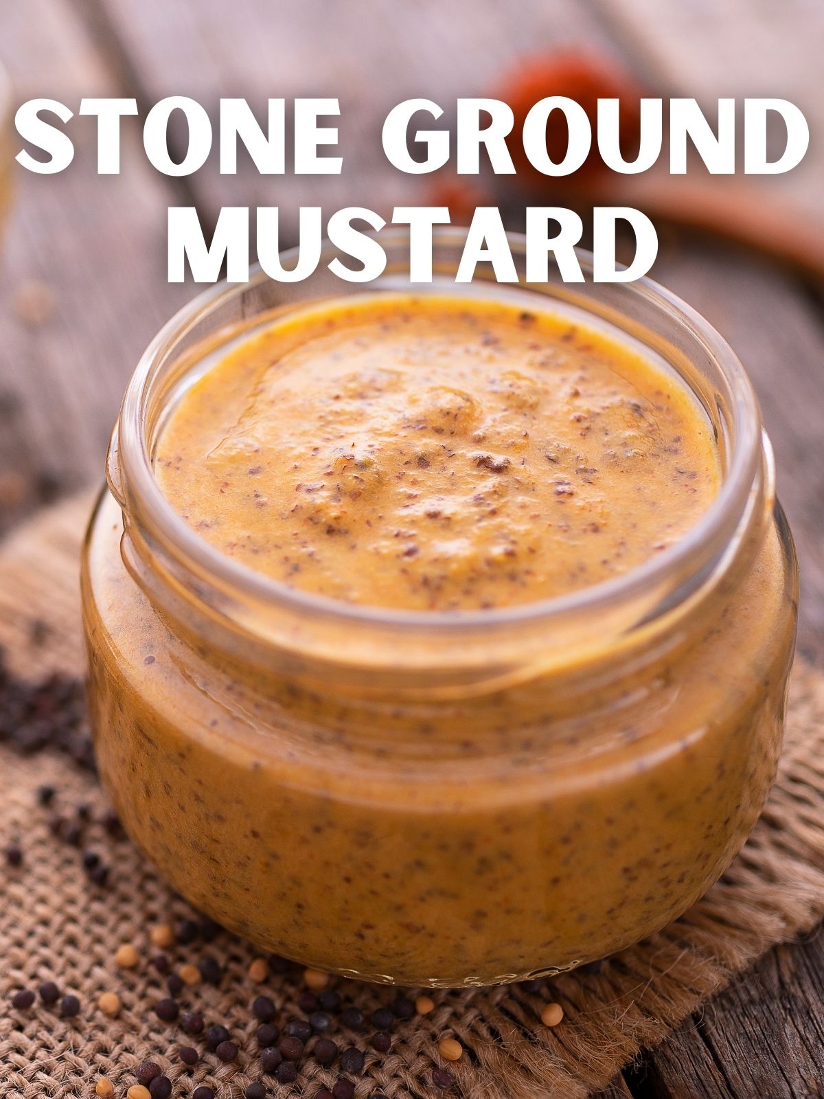 glass jar with stone ground mustard
