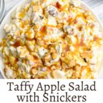 taffy apple salad in a white bowl