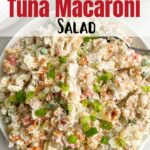 tuna macaroni salad in a white bowl